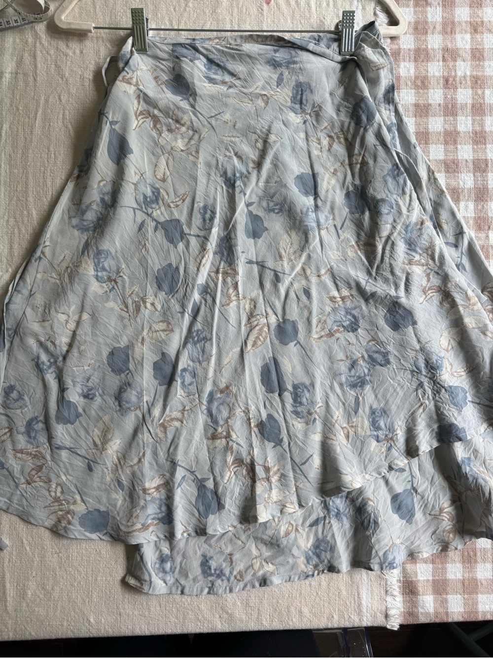 Women's Light Blue silk Floral Wrap Skirt